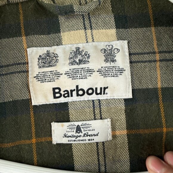 Barbour Rain Parka Heritage Brand Waxed Jacket Women Blue Hooded Size 6 US - Picture 13 of 16